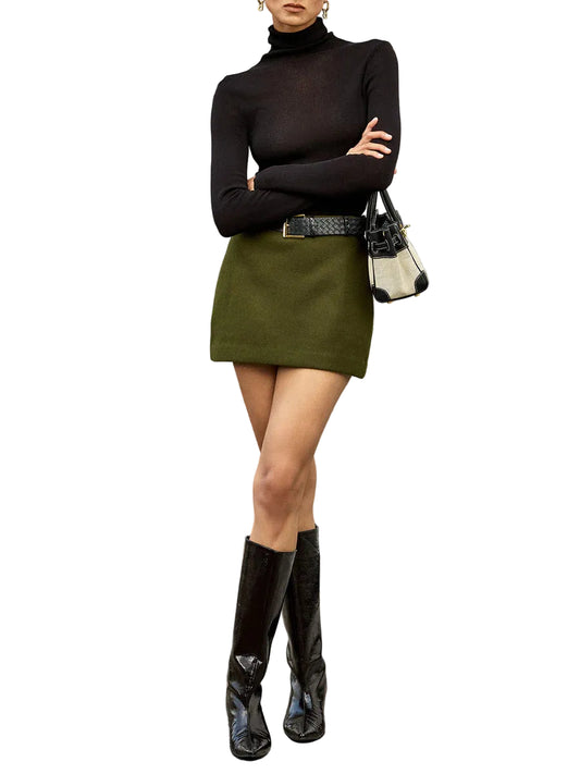 Jupe Femme Mini Taille Haute Avec Ceinture-Gigié