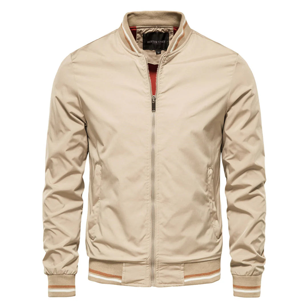 Blouson Bomber Homme avec Fermeture Zippée et Finitions Côtelées