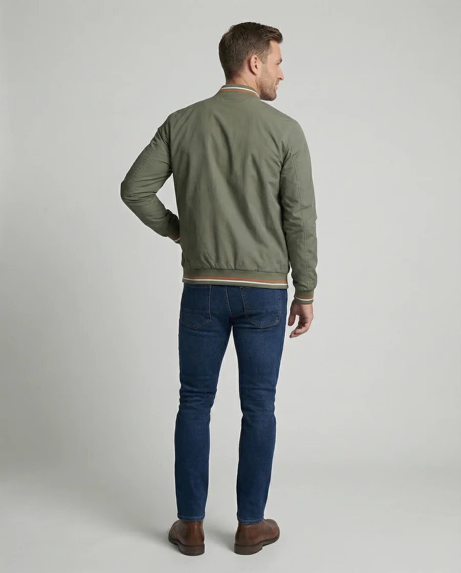 Blouson Bomber Homme avec Fermeture Zippée et Finitions Côtelées