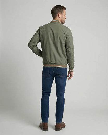 Blouson Bomber Homme avec Fermeture Zippée et Finitions Côtelées