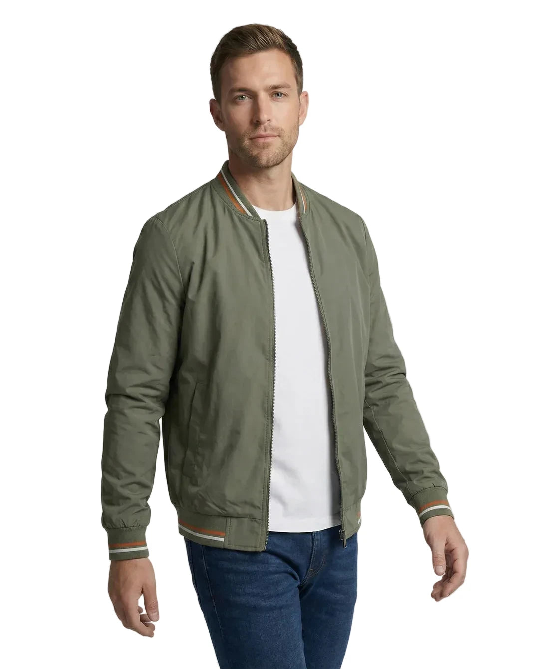 Blouson Bomber Homme avec Fermeture Zippée et Finitions Côtelées