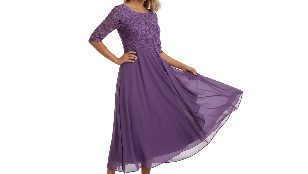 Robe femme avec haut en dentelle et jupe évasée