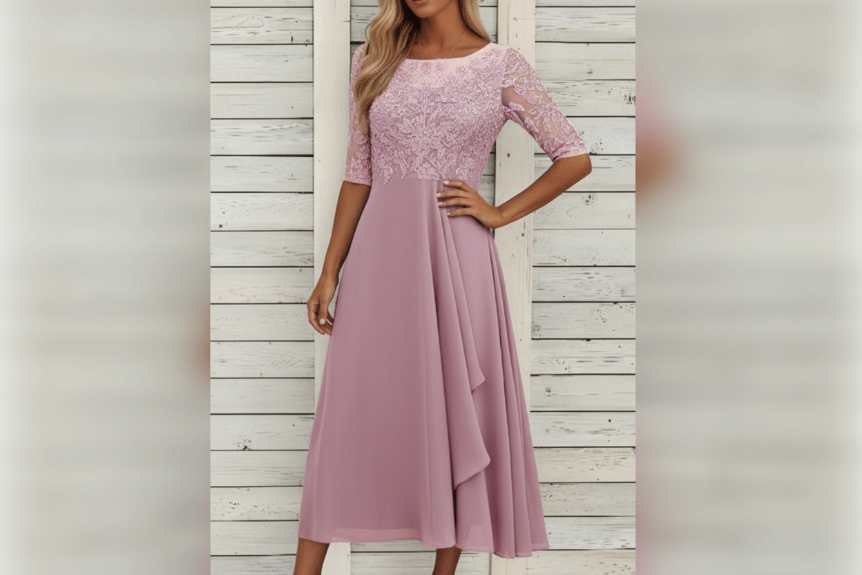 Robe femme avec haut en dentelle et jupe évasée