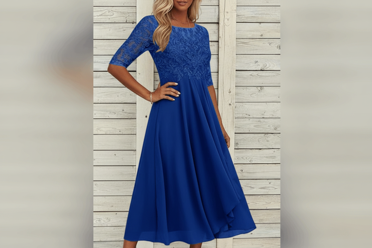 Robe femme avec haut en dentelle et jupe évasée