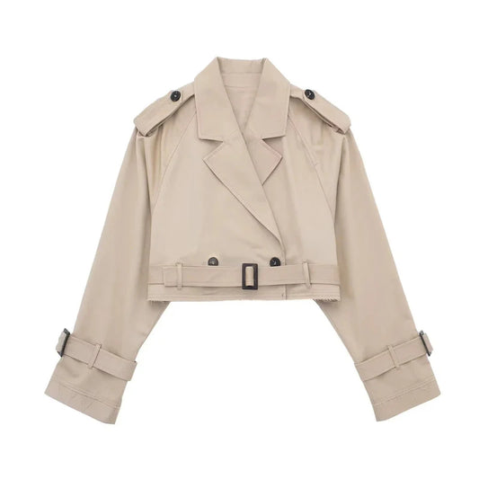 Veste trench courte femme avec double boutonnage