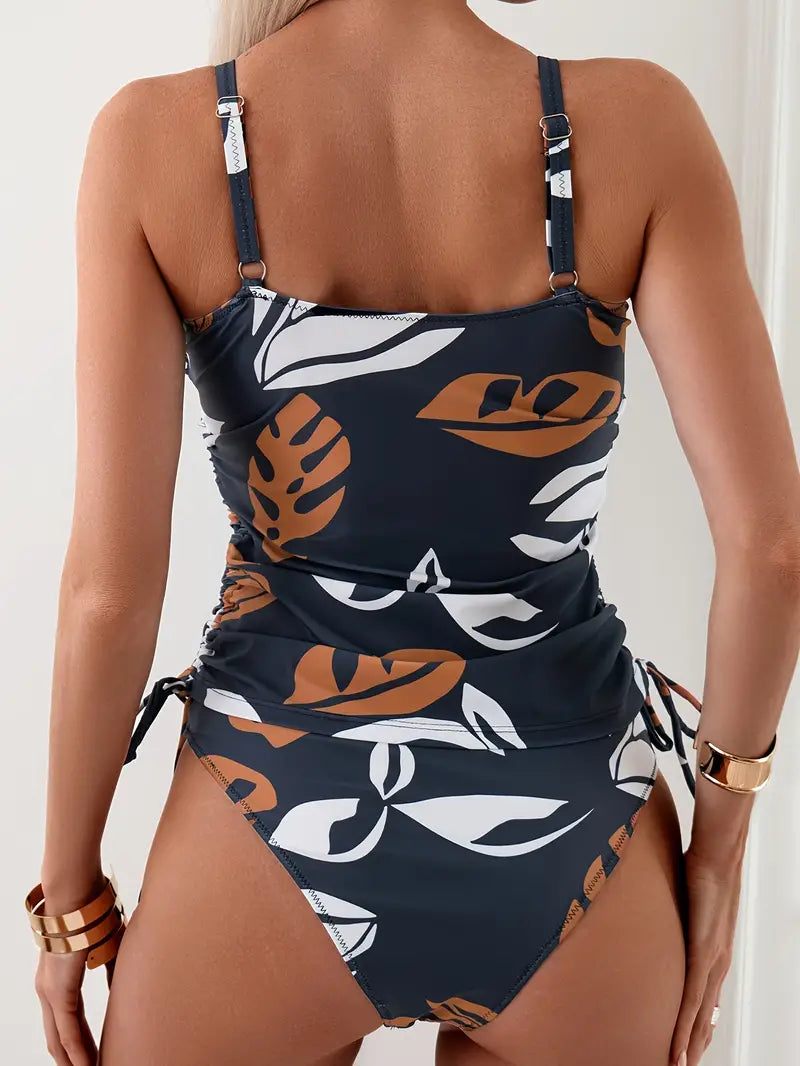 Femme Ensemble Tankini à Imprimé Floral et Côtés Froncés | imported-image-2