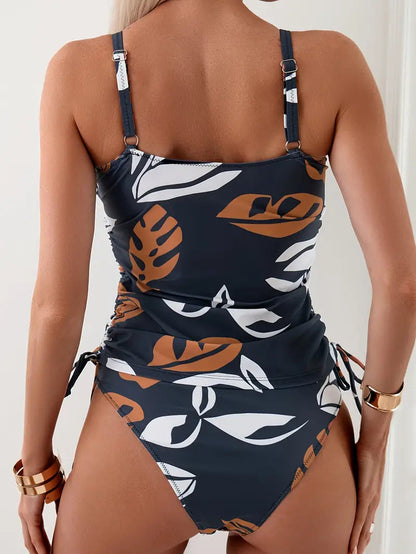 Femme Ensemble Tankini à Imprimé Floral et Côtés Froncés | imported-image-2