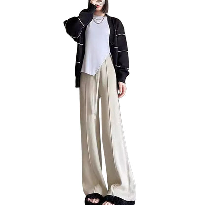 Pantalon en maille à jambe large avec taille élastique pour femme