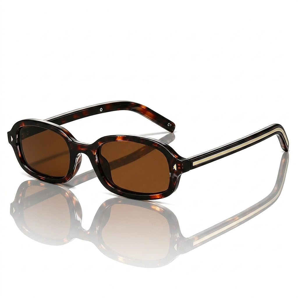 Lunettes de soleil unisexes à monture ovale écaille de tortue 1