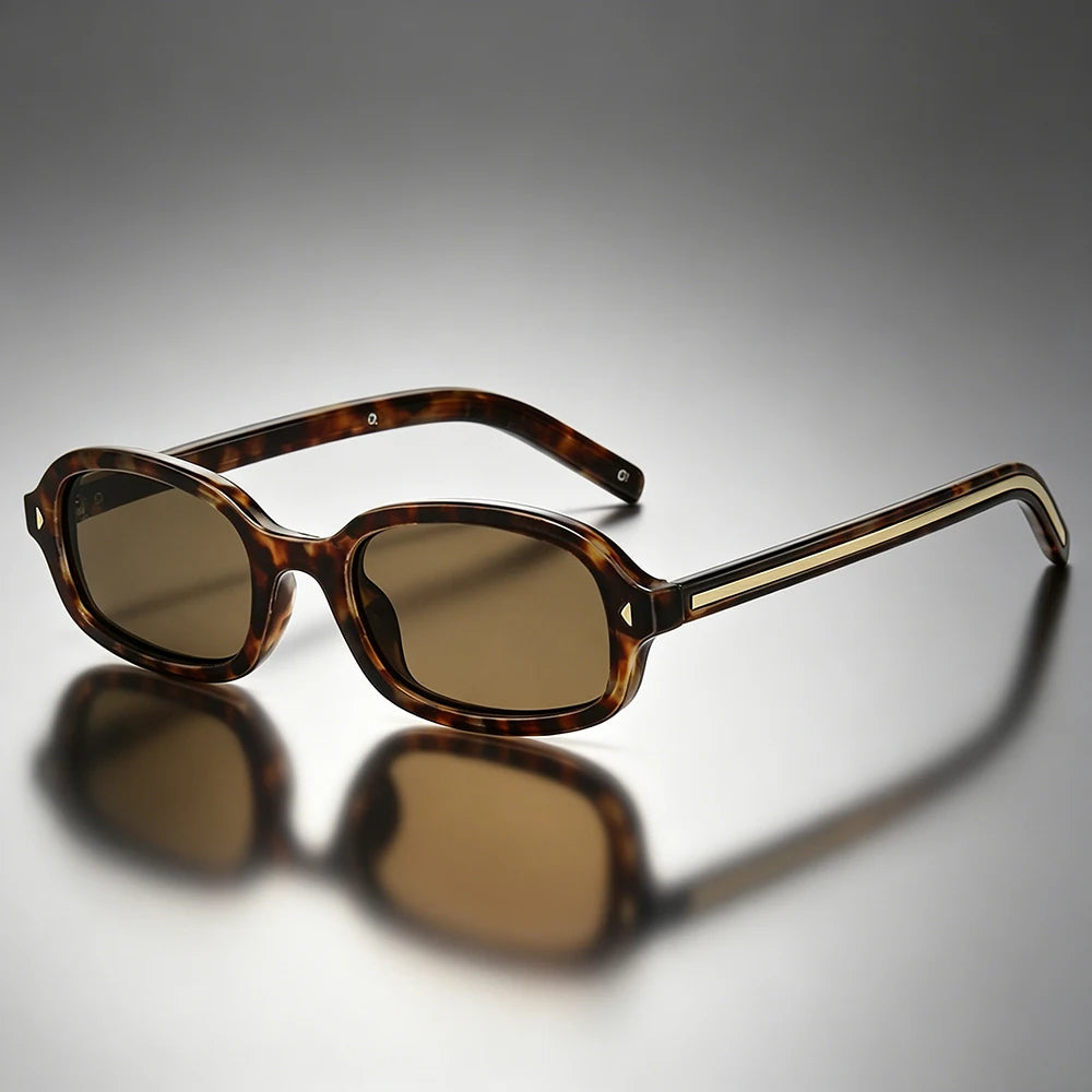 Lunettes de soleil unisexes à monture ovale écaille de tortue 3