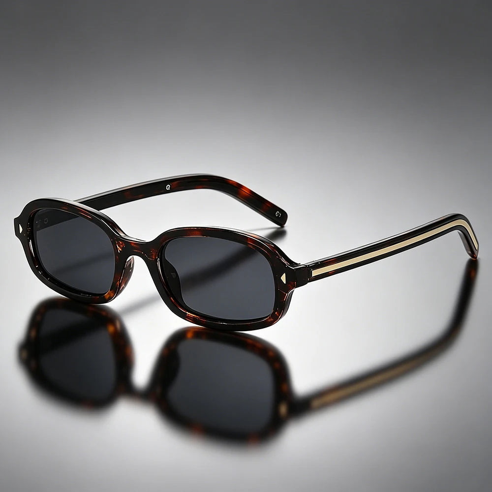 Lunettes de soleil unisexes à monture ovale écaille de tortue 4