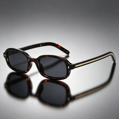 Lunettes de soleil unisexes à monture ovale écaille de tortue 4