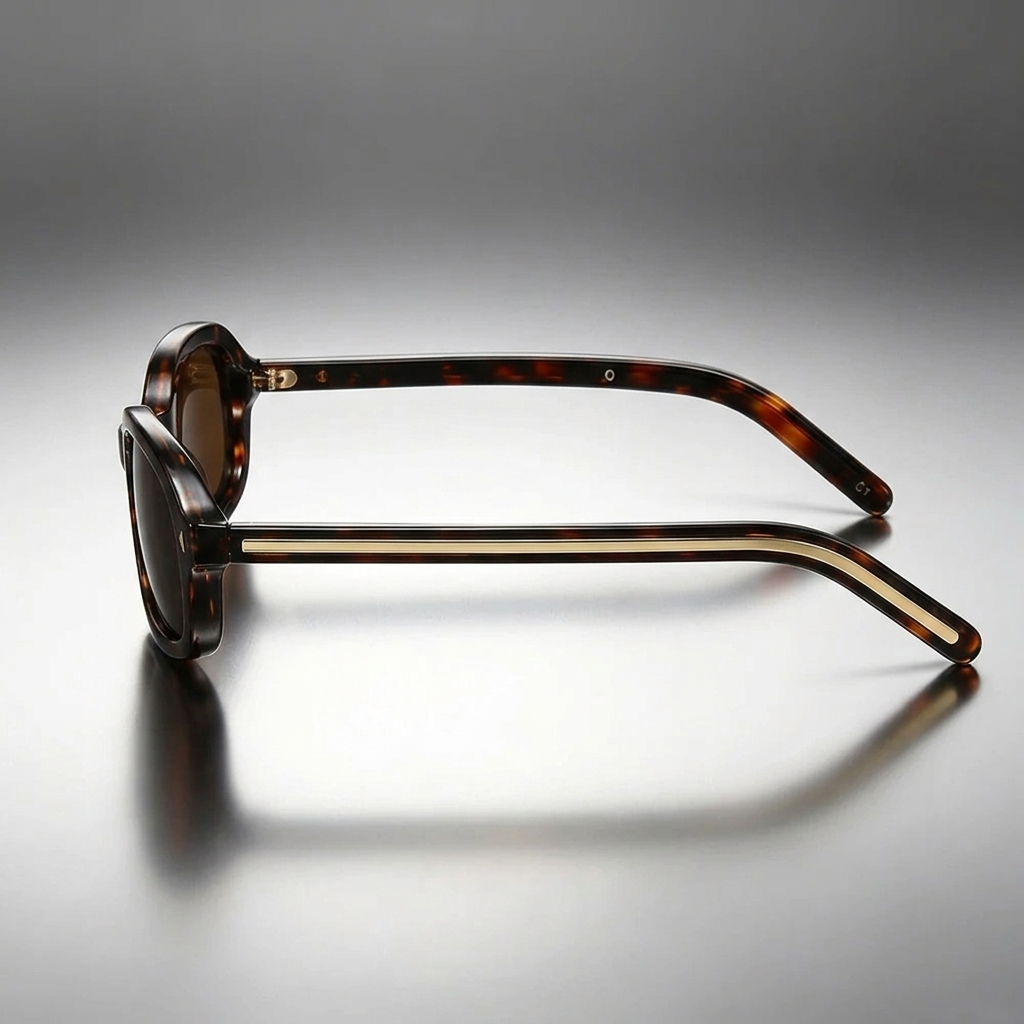 Lunettes de soleil unisexes à monture ovale écaille de tortue 5