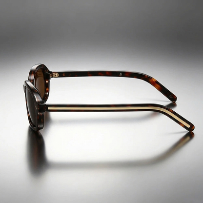 Lunettes de soleil unisexes à monture ovale écaille de tortue 5