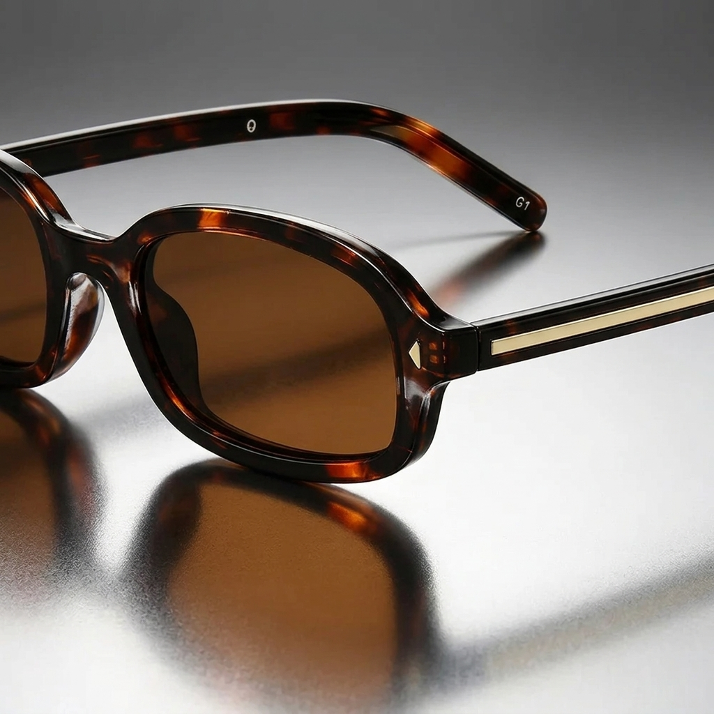 Lunettes de soleil unisexes à monture ovale écaille de tortue 6