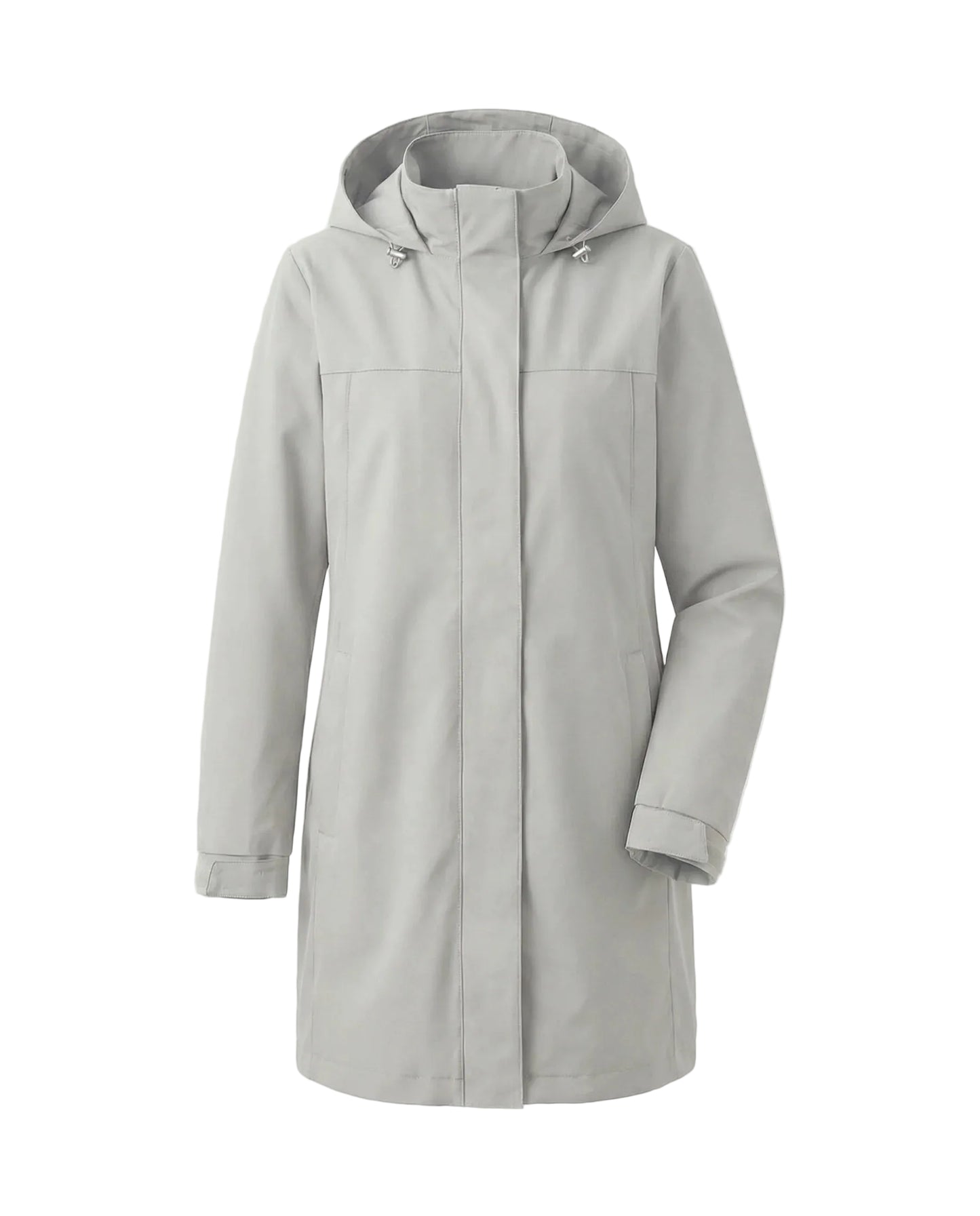Manteau Femme Long à Capuche avec Fermeture Frontale Dissimulée