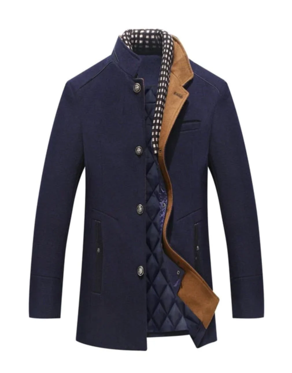 Manteau Hiver Homme Laine Élégant & Doublure Matelassée-Gigié