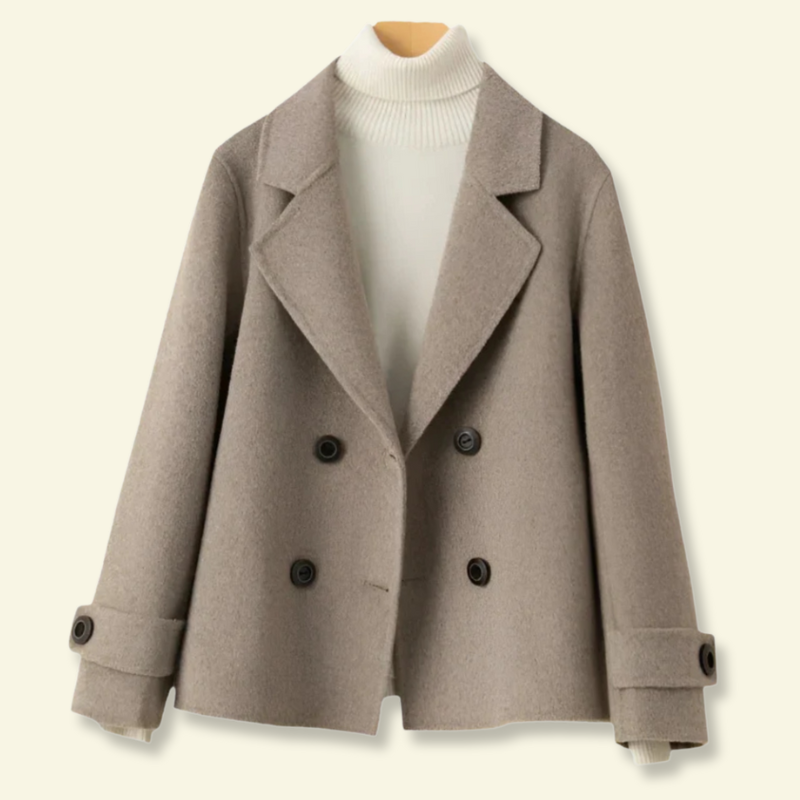 Manteau court pour femme avec revers et boutons 10