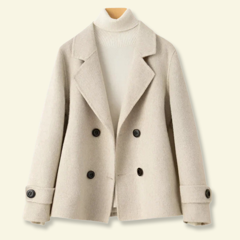 Manteau court pour femme avec revers et boutons 11