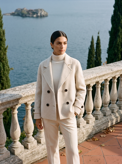 Manteau court pour femme avec revers et boutons 2