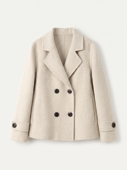 Manteau court pour femme avec revers et boutons 5
