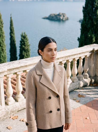 Manteau court pour femme avec revers et boutons 7