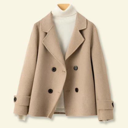 Manteau court pour femme avec revers et boutons 8