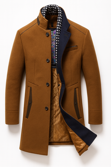 Manteau homme en mélange de laine avec doublure matelassée et col montant 2