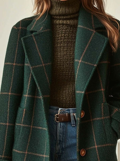 Manteau long à motif à carreaux pour femme 3