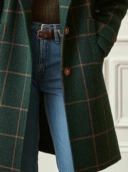 Manteau long à motif à carreaux pour femme 4