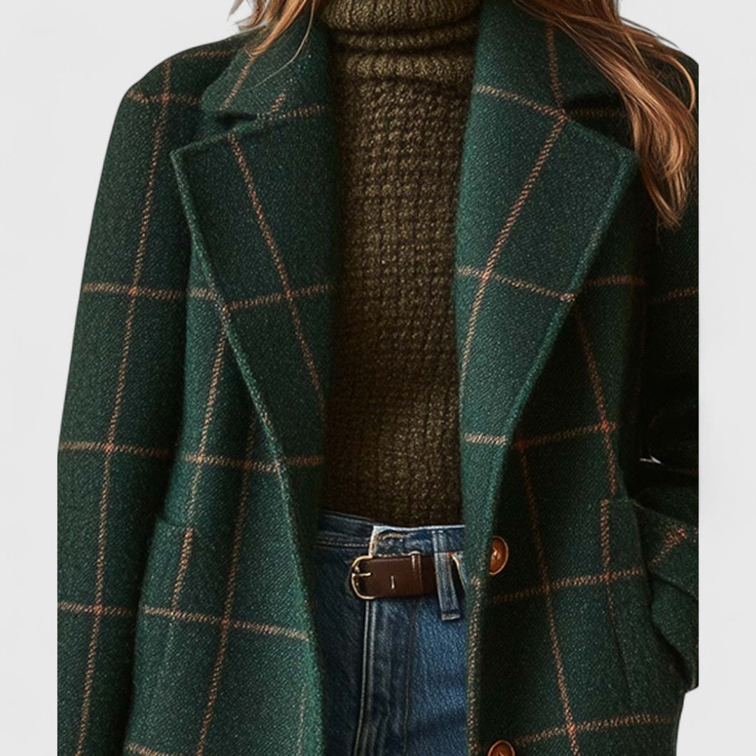 Manteau long à motif écossais pour femme 2