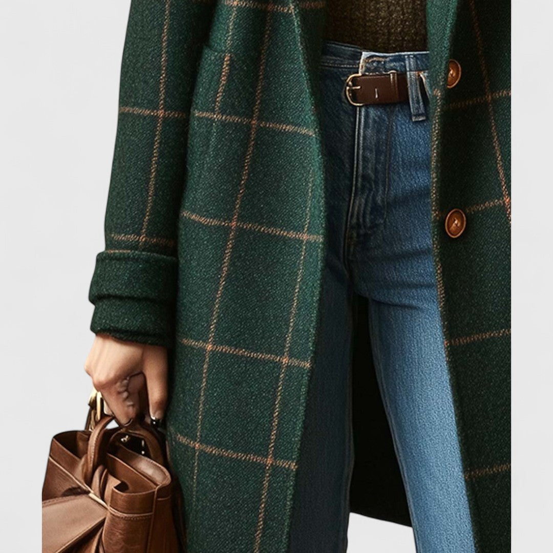Manteau long à motif écossais pour femme 4