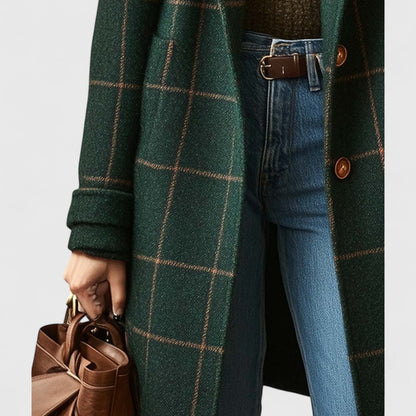 Manteau long à motif écossais pour femme 4