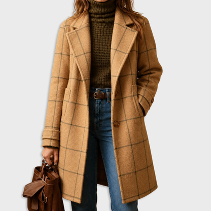 Manteau long à motif écossais pour femme 5