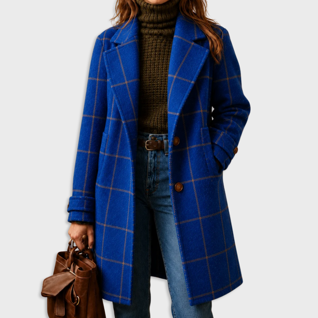 Manteau long à motif écossais pour femme 6