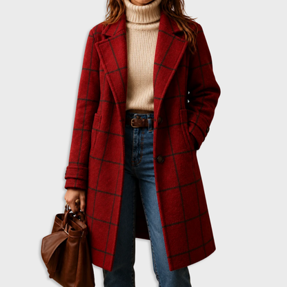 Manteau long à motif écossais pour femme 7