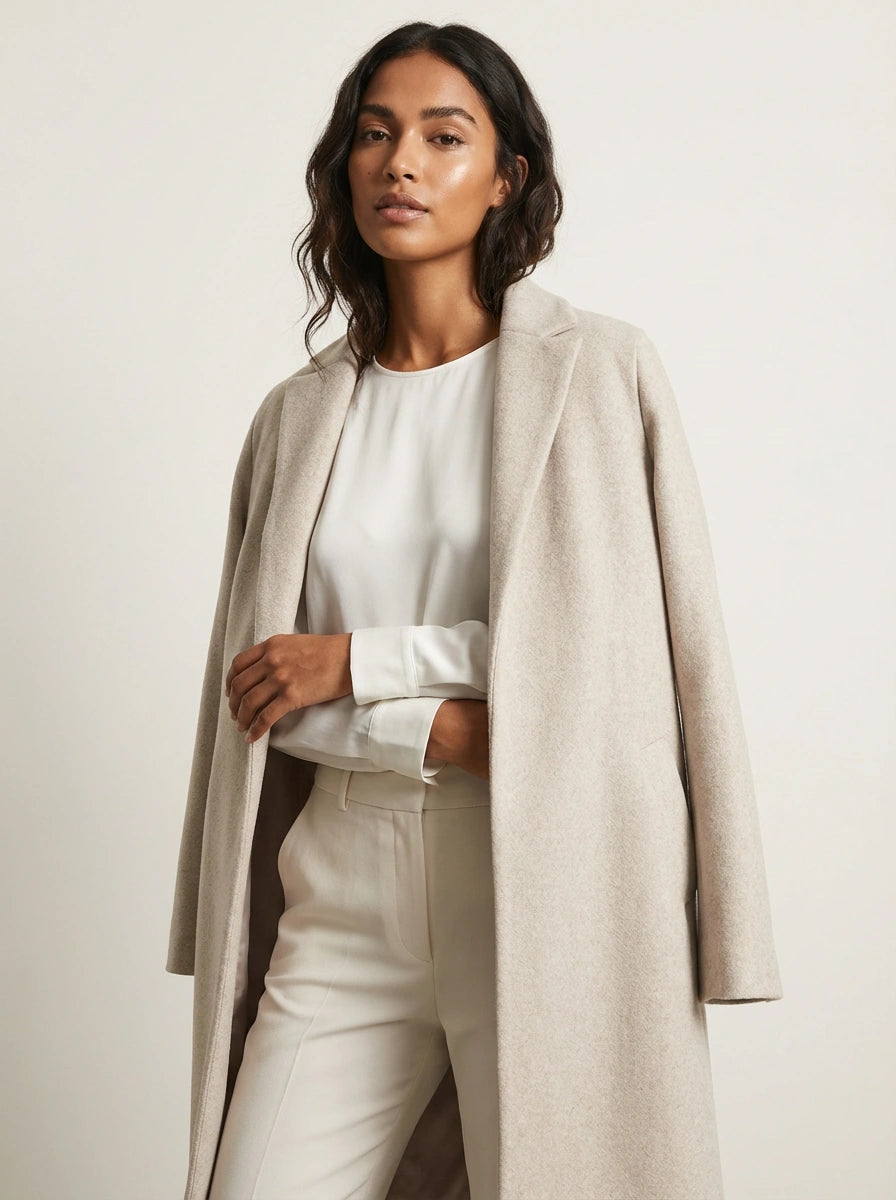 Manteau long en mélange de laine pour femme 2