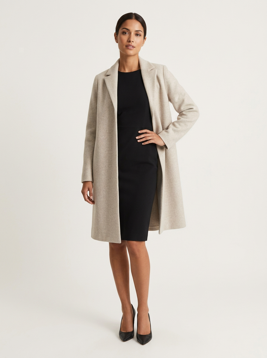 Manteau long en mélange de laine pour femme 4