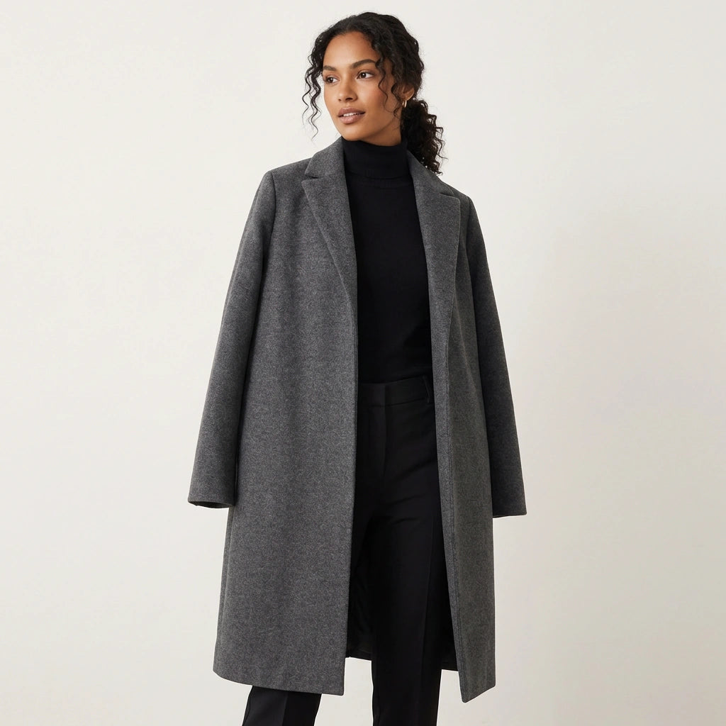 Manteau long en mélange de laine pour femme 5