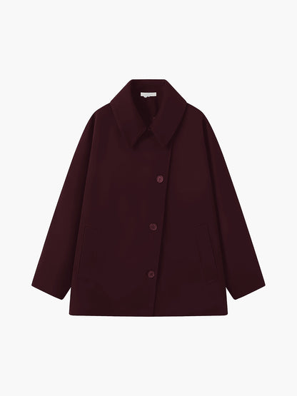 Manteau oversize en mélange de laine pour femme avec fermeture à boutons 9
