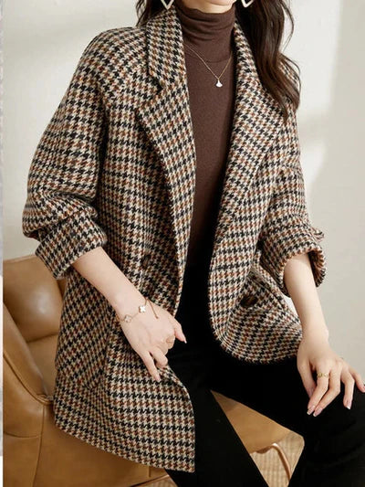 Manteau pour femme à motif pied-de-poule et boutonnage 2