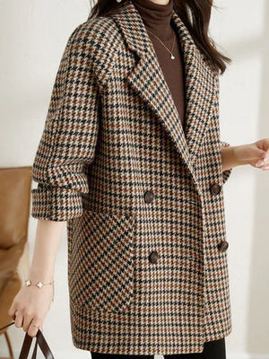 Manteau pour femme à motif pied-de-poule et boutonnage 4