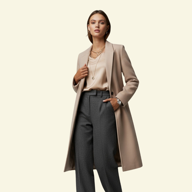 Manteau pour femme avec col à revers et patte de boutonnage 2