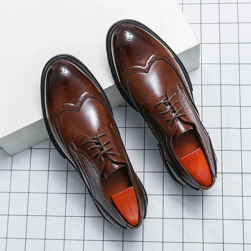 Chaussures Habillées à Lacets pour Homme avec Détails Wingtip et Perforations
