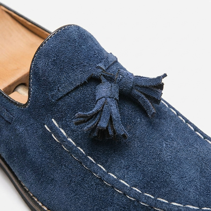 Mocassins à pampilles en daim pour homme avec surpiqûres contrastées 10