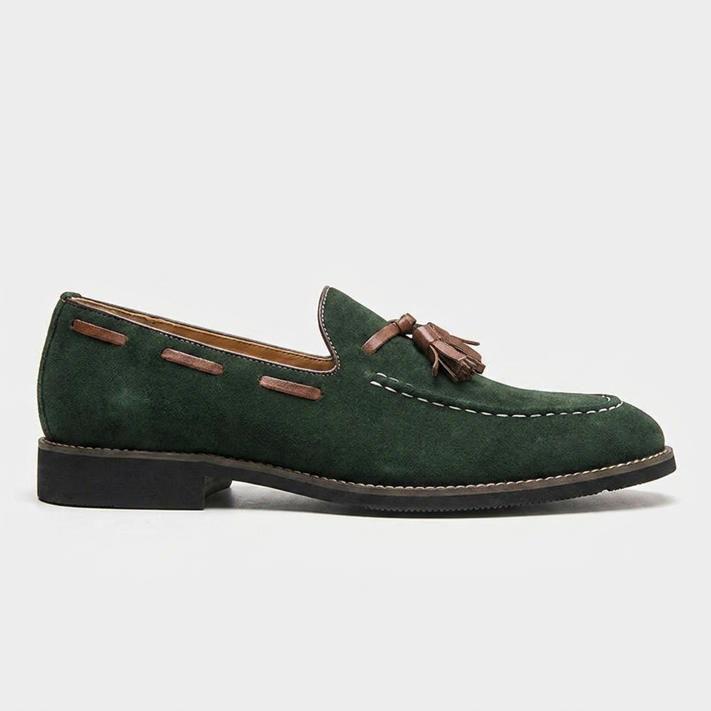 Mocassins à pampilles en daim pour homme avec surpiqûres contrastées 13