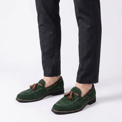 Mocassins à pampilles en daim pour homme avec surpiqûres contrastées 15