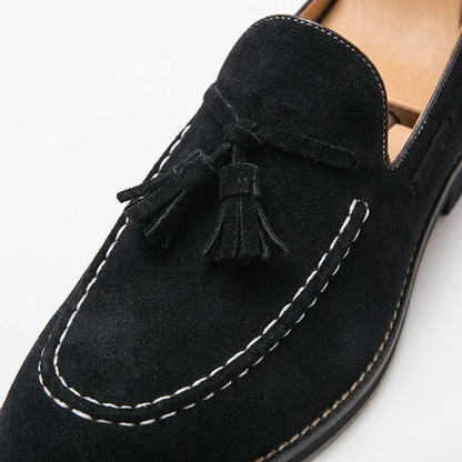 Mocassins à pampilles en daim pour homme avec surpiqûres contrastées 18