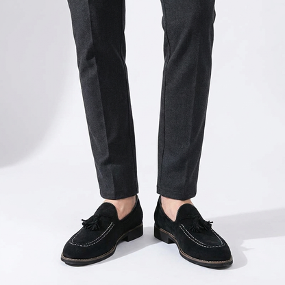 Mocassins à pampilles en daim pour homme avec surpiqûres contrastées 19