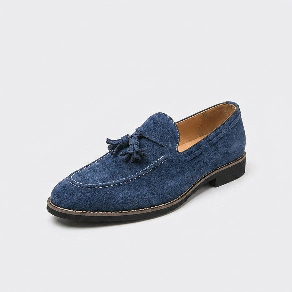 Mocassins à pampilles en daim pour homme avec surpiqûres contrastées 2